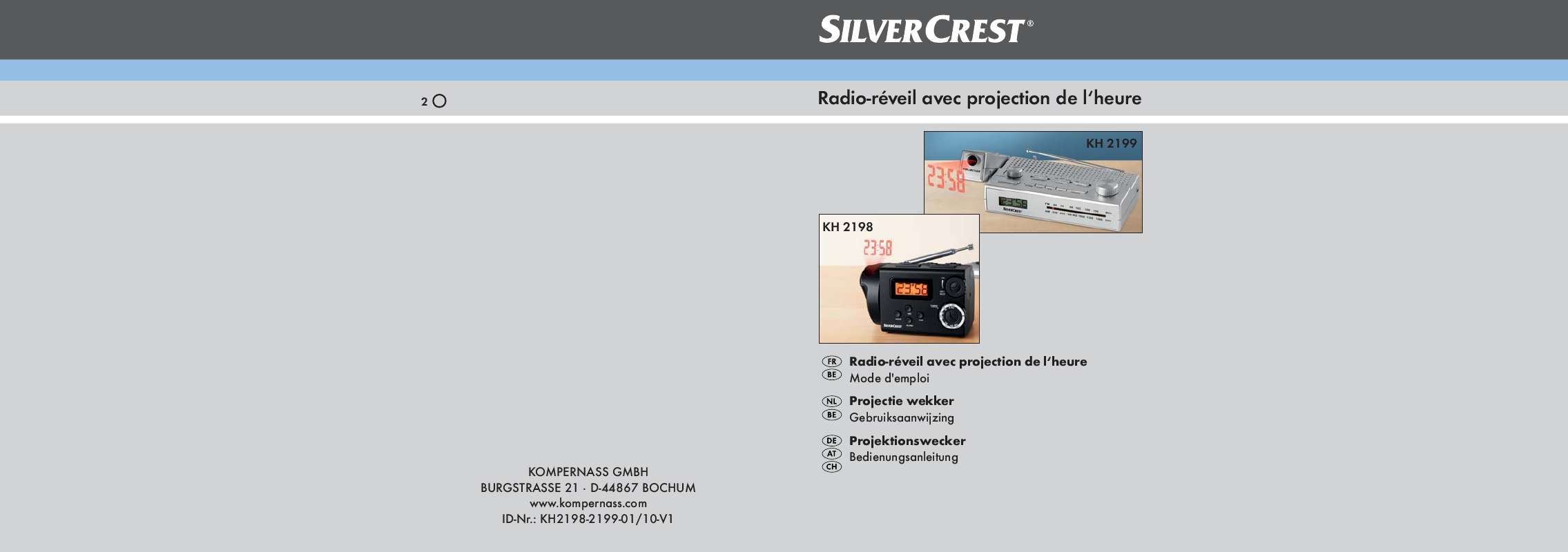 Notice SILVERCREST KH 2199 PROJECTION ALARM CLOCK Trouver une